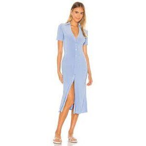 Song Of Style Revolve Francine‎ Blue Button-Up Midi Dress Size Small